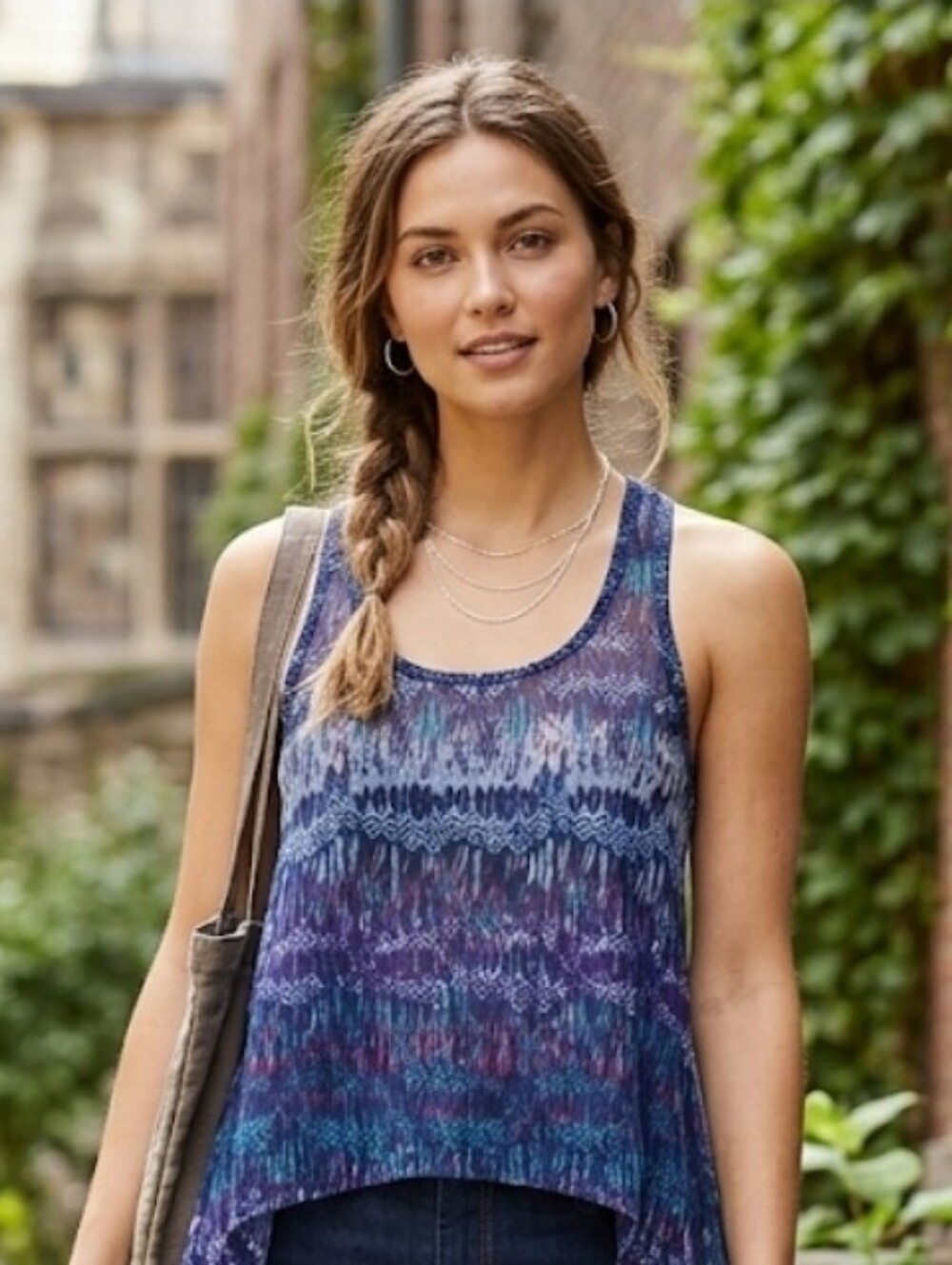 Mossimo Supply Co. Boho Tribal Print Racerback Tank Top High-Low Hem Size XS
